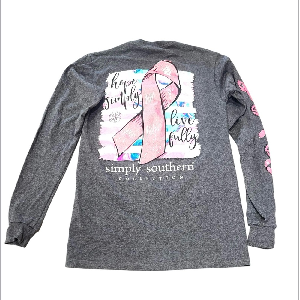Simply Southern Long Sleeve T-shirt “Hope Simply”Charcoal Gray Size Small NWT